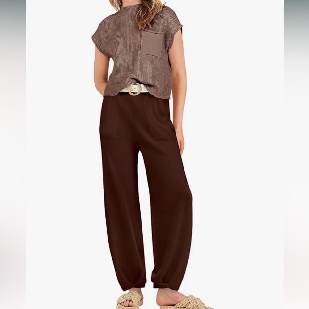 🧳 ANRABESS Two Piece Sweater Set in Coffee